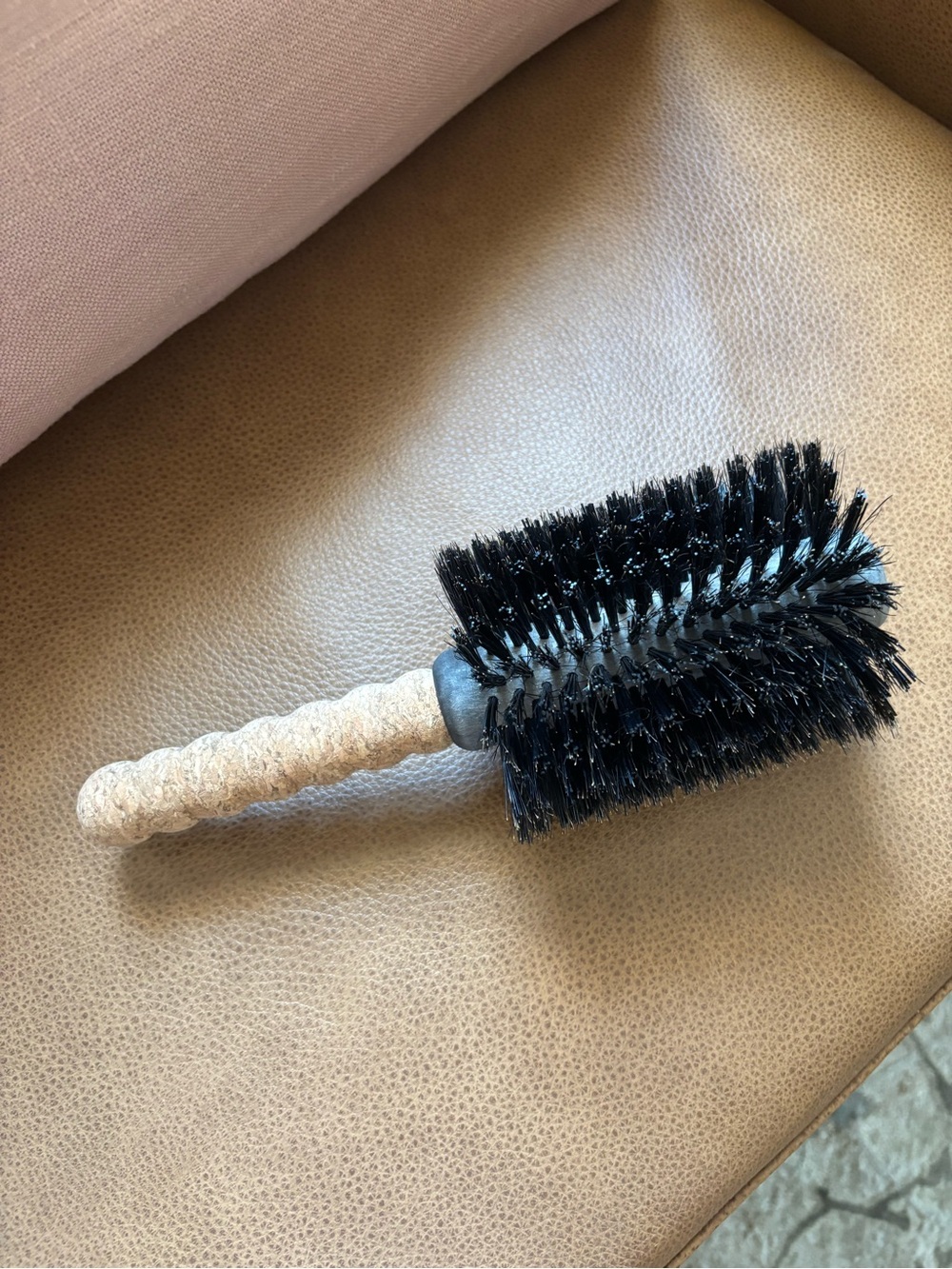 Brazillian Blowout Round Styling Brush with Black Bristles and Beige Handle